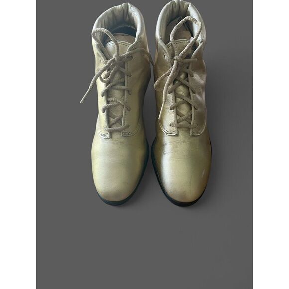 Tic Tac Toe Women’s Vintage Metallic Gold Genuine Leather Booties US 6.5 NWOT - Picture 7 of 9